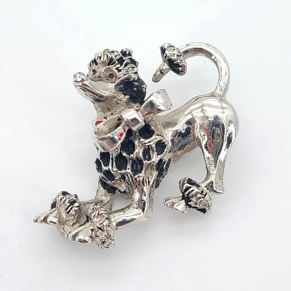Vintage Silver Tone Poodle Pin, 1960-'70s
